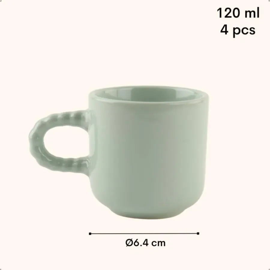 OTIX Espresso Kopjes Koffiekopjes Set van 4 Koffietassen 120 ml Aardewerk