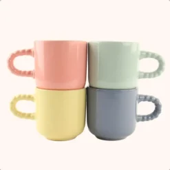 OTIX Espresso Kopjes Koffiekopjes Set van 4 Koffietassen 120 ml Aardewerk