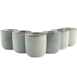 Koffieglazen-OTIX Espresso Kopjes Set van 6 Koffiekopjes 80ml Mokken Aardewerk BEECH