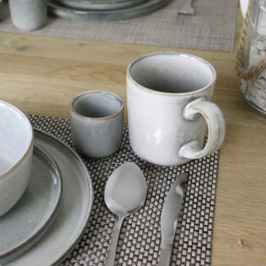 Koffieglazen-OTIX Espresso Kopjes Set van 6 Koffiekopjes 80ml Mokken Aardewerk BEECH