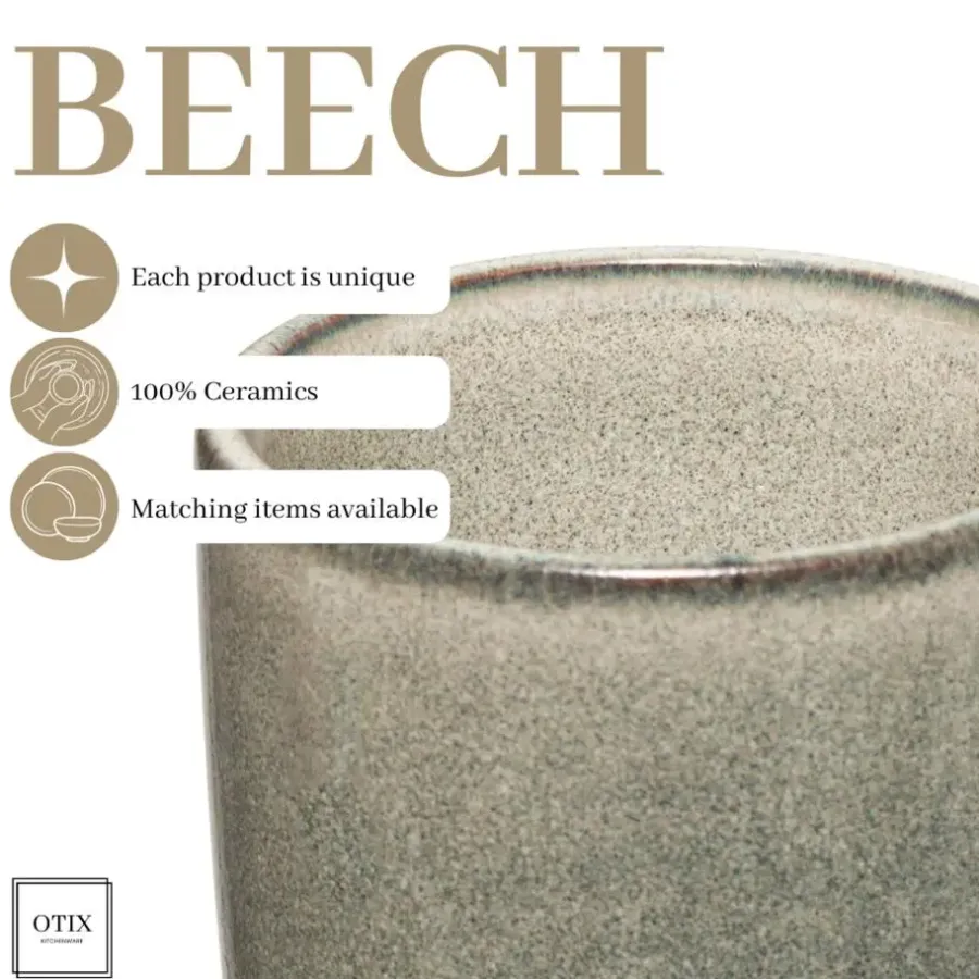 Koffieglazen-OTIX Espresso Kopjes Set van 6 Koffiekopjes 80ml Mokken Aardewerk BEECH