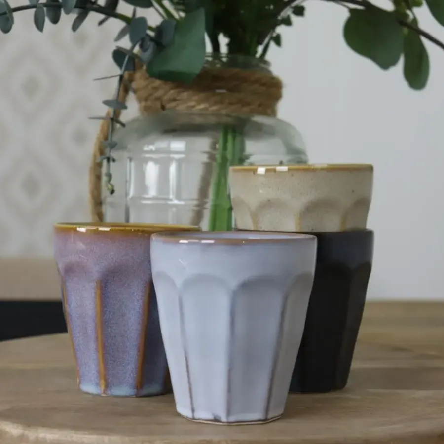 OTIX Koffie Kopjes 4 Stuks 250 ml Zonder Oor Koffietassen Porselein Hittebest...
