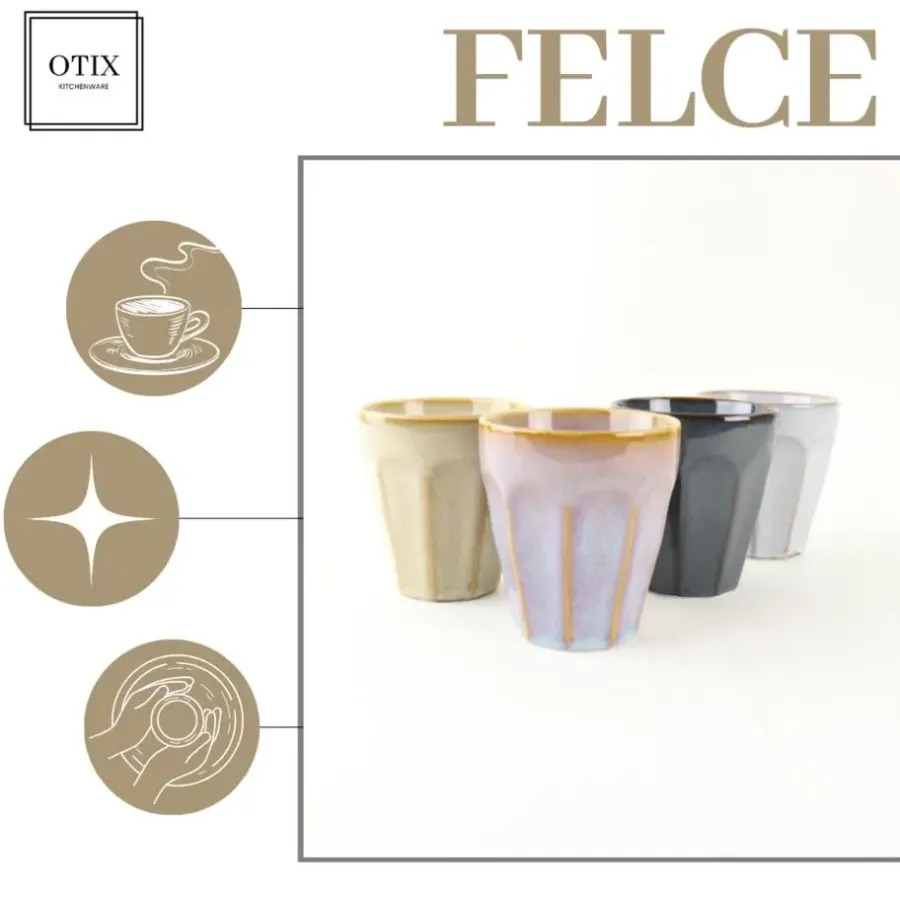 OTIX Koffie Kopjes 4 Stuks 250 ml Zonder Oor Koffietassen Porselein Hittebest...