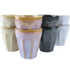 Kopjes, Mokken En Bekers-OTIX Koffie Kopjes 8 Stuks 250 ml Zonder Oor Koffietassen Porselein Hittebest...