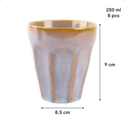 Kopjes, Mokken En Bekers-OTIX Koffie Kopjes 8 Stuks 250 ml Zonder Oor Koffietassen Porselein Hittebest...