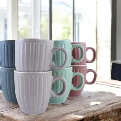 Kopjes, Mokken En Bekers-OTIX Koffiekopjes 8 Delig Moss - Multikleur