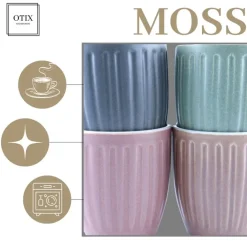 Kopjes, Mokken En Bekers-OTIX Koffiekopjes 8 Delig Moss - Multikleur