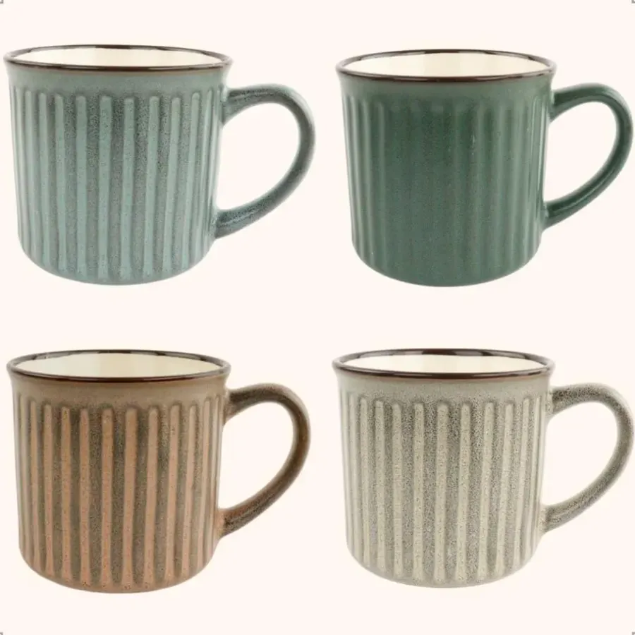 OTIX Koffiekopjes met Oor Koffietassen Set van 4 Aardewerk 200 ml MOSS