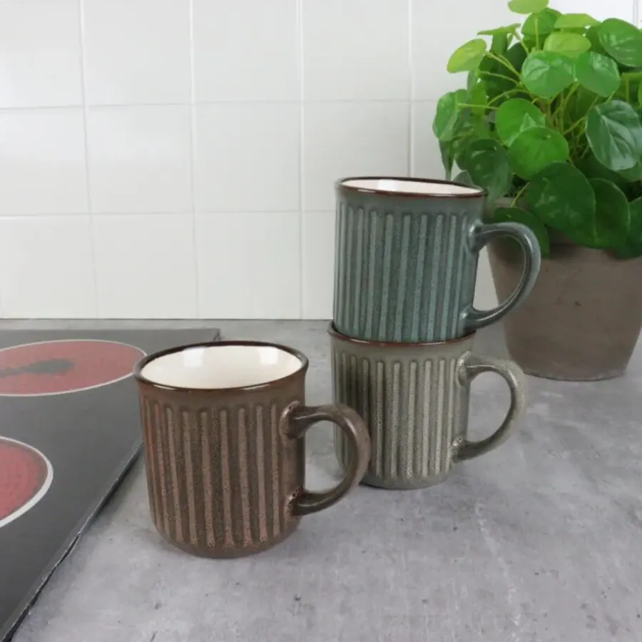 OTIX Koffiekopjes met Oor Koffietassen Set van 4 Aardewerk 200 ml MOSS