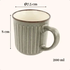 OTIX Koffiekopjes met Oor Koffietassen Set van 4 Aardewerk 200 ml MOSS