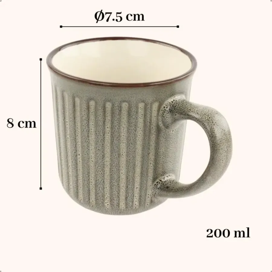 OTIX Koffiekopjes met Oor Koffietassen Set van 4 Aardewerk 200 ml MOSS