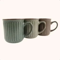 OTIX Koffiekopjes met Oor Koffietassen Set van 4 Aardewerk 200 ml MOSS