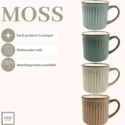 OTIX Koffiekopjes met Oor Koffietassen Set van 4 Aardewerk 200 ml MOSS
