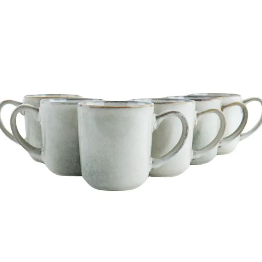 OTIX Koffiekopjes Met Oor Set van 6 Koffietassen Groot Theemok 420ML Aardewer...