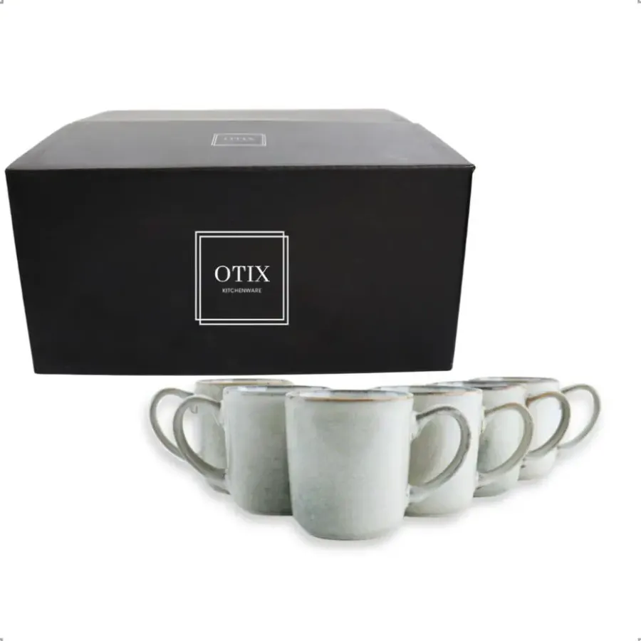 OTIX Koffiekopjes Met Oor Set van 6 Koffietassen Groot Theemok 420ML Aardewer...