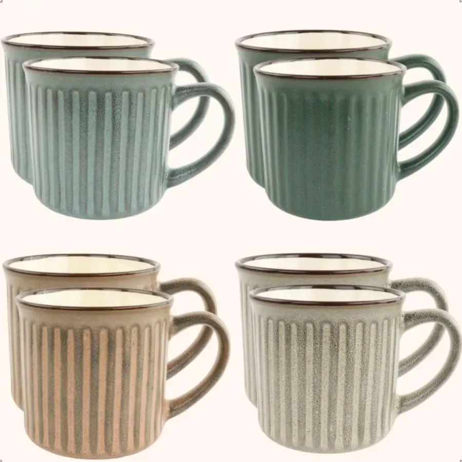 OTIX Koffiekopjes met Oor Koffietassen Set van 8 Aardewerk 250 ml MOSS