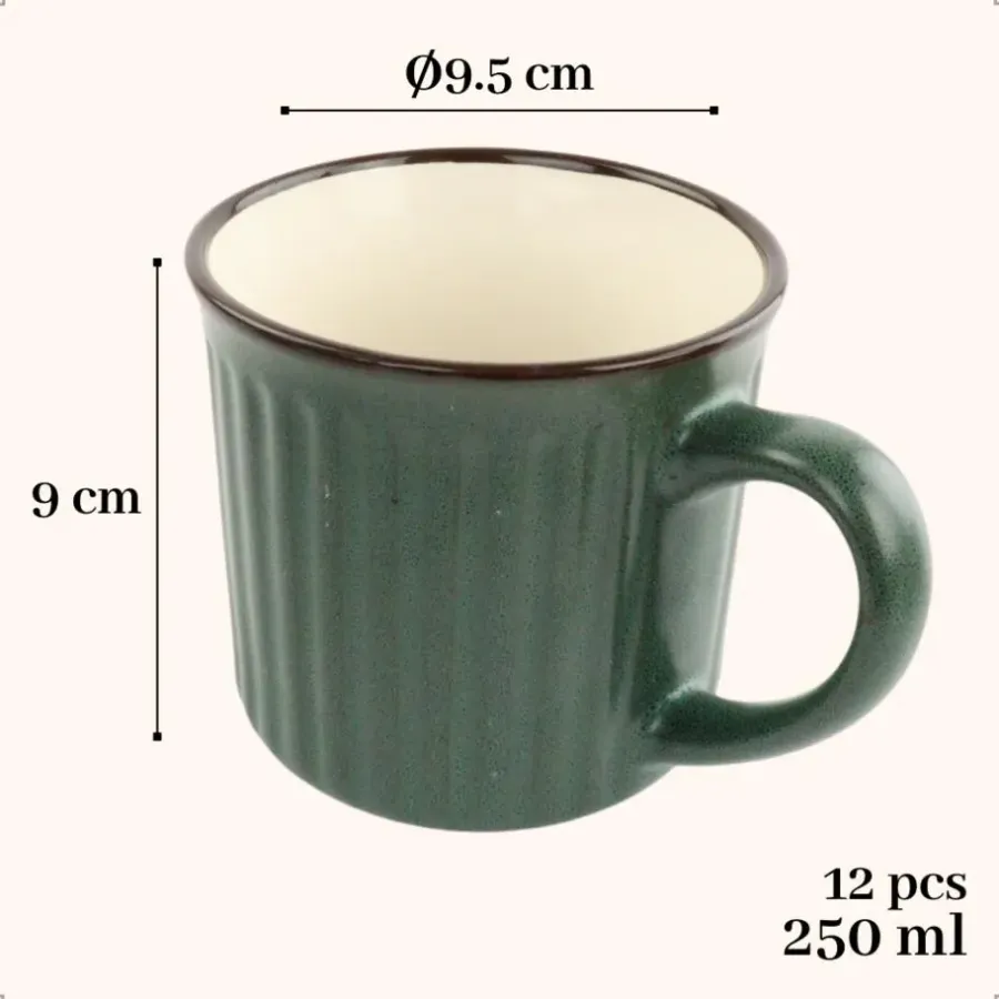 OTIX Koffiekopjes met Oor Koffietassen Set van 8 Aardewerk 250 ml MOSS