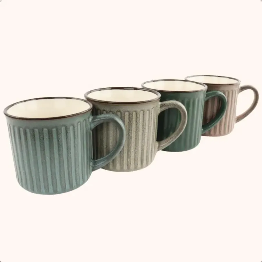 OTIX Koffiekopjes met Oor Koffietassen Set van 8 Aardewerk 250 ml MOSS