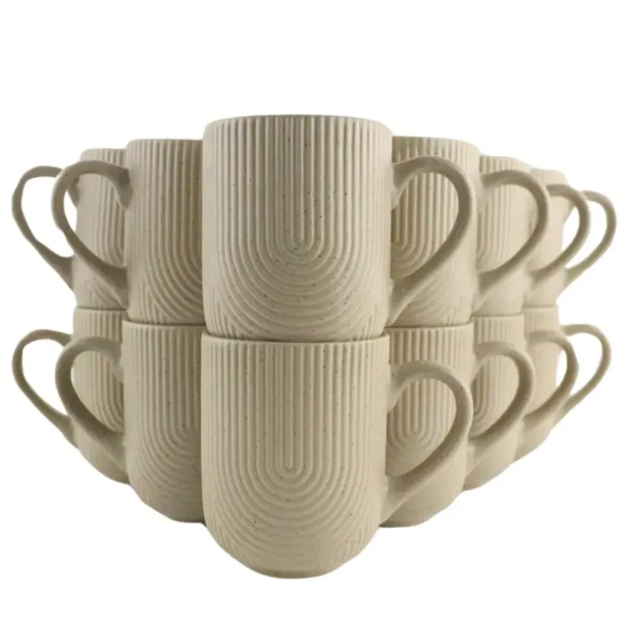 Koffieglazen-OTIX Koffiekopjes Met Oor Set van 12 Koffietassen Cappuccino Kop 300ML