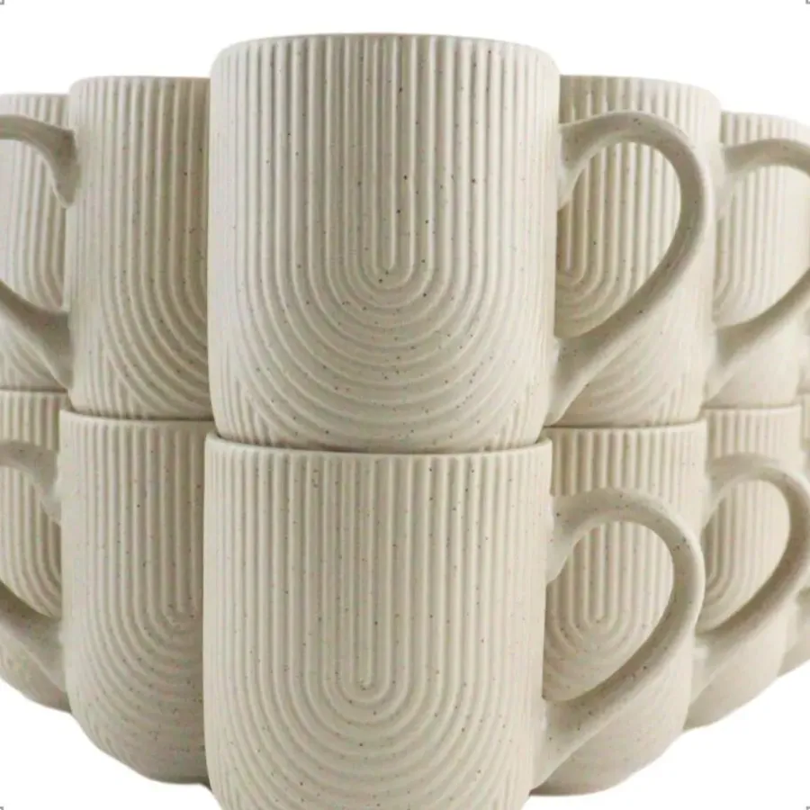 Koffieglazen-OTIX Koffiekopjes Met Oor Set van 12 Koffietassen Cappuccino Kop 300ML