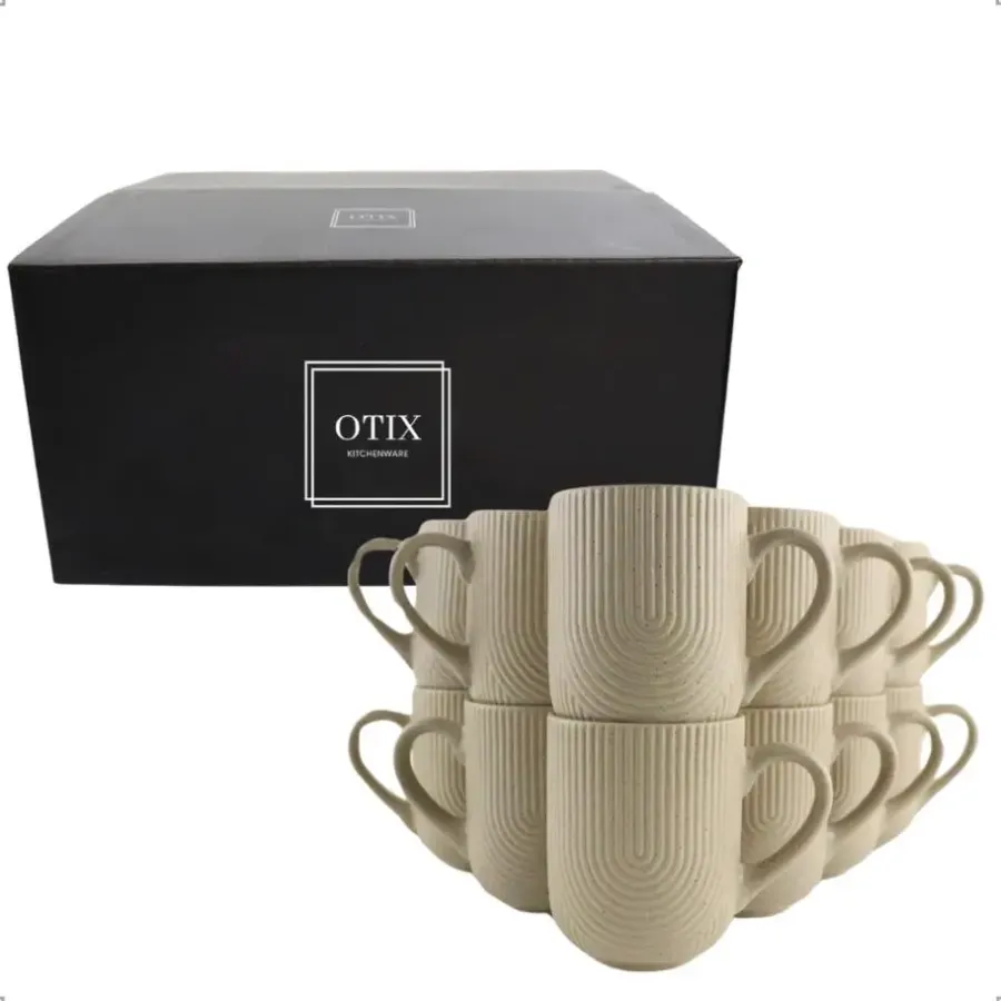 Koffieglazen-OTIX Koffiekopjes Met Oor Set van 12 Koffietassen Cappuccino Kop 300ML
