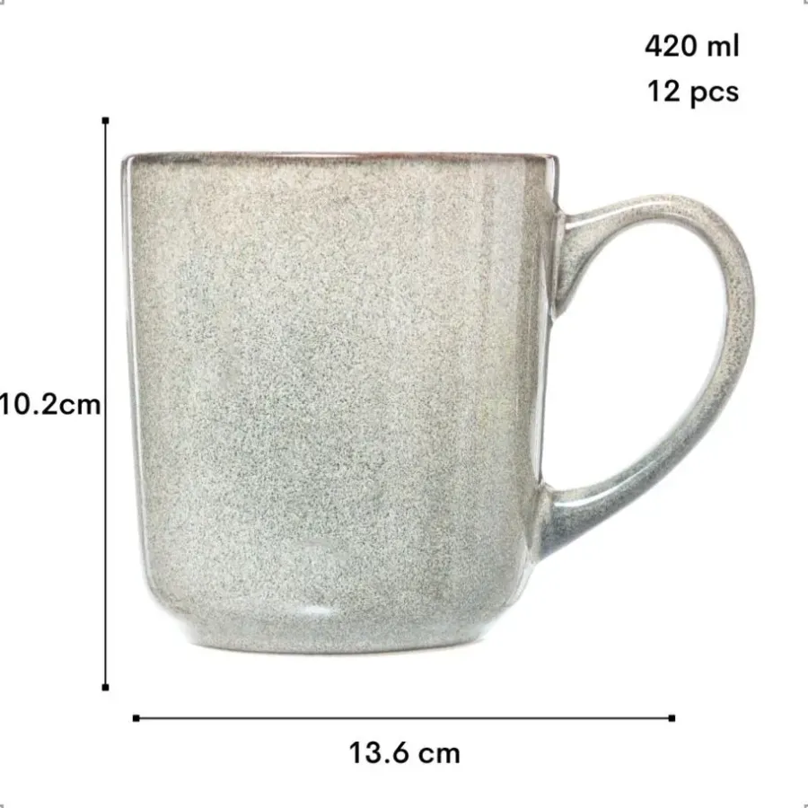 Koffieglazen-OTIX Koffiekopjes Met Oor Set van 12 Koffietassen Groot Theemok 420ML