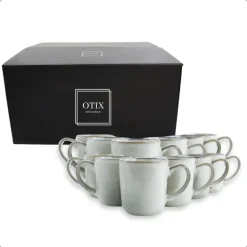 Koffieglazen-OTIX Koffiekopjes Met Oor Set van 12 Koffietassen Groot Theemok 420ML
