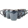 Koffieglazen-OTIX Koffiekopjes met Oor Set van 6 Koffietassen Theemok 350ml Aardewerk EBONY