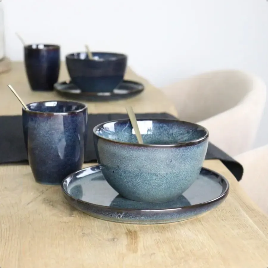Koffieglazen-OTIX Koffiekopjes met Oor Set van 6 Koffietassen Theemok 350ml Aardewerk EBONY