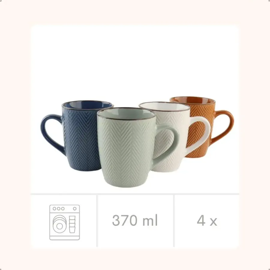 OTIX Koffiekopjes met Oor Koffietassen Set van 4 Verschillende kleuren