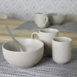 Serviessets-OTIX Koffiekopjes Set van 12 Kopjes 190ml 300ml met Set van 6 Soep