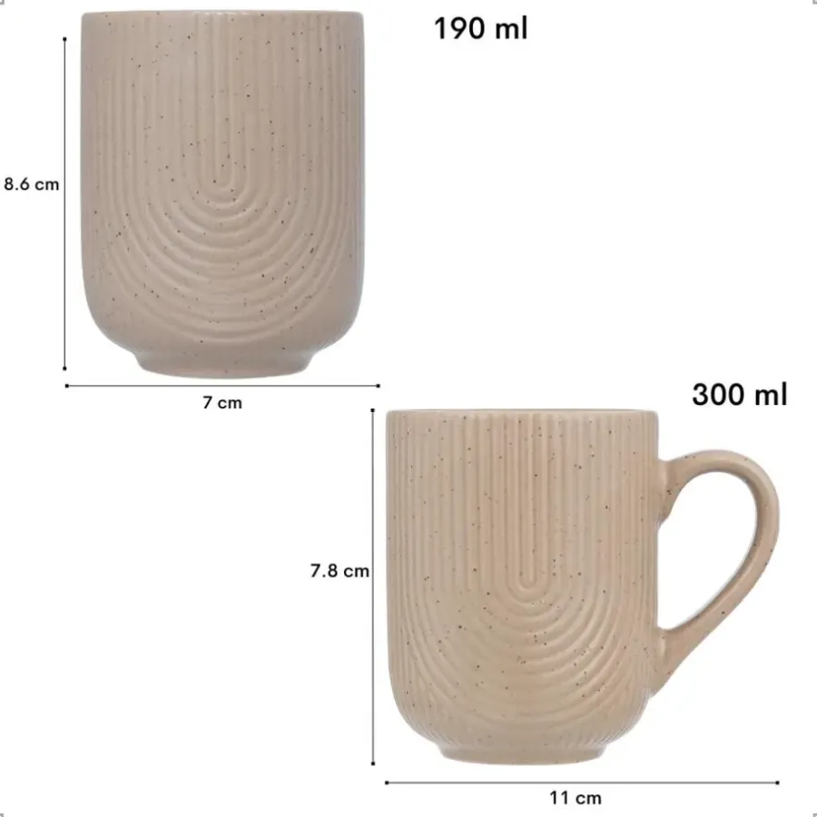 Serviessets-OTIX Koffiekopjes Set van 12 Kopjes Met Oor 300ml Zonder Oor 190ml