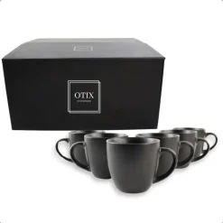Kopjes, Mokken En Bekers-OTIX KoffieKopjes Set van 6 - Zwart