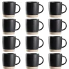 OTIX Koffiekopjes Theemokken Koffietassen Set van 12 Zwart 310 ml Aardewerk