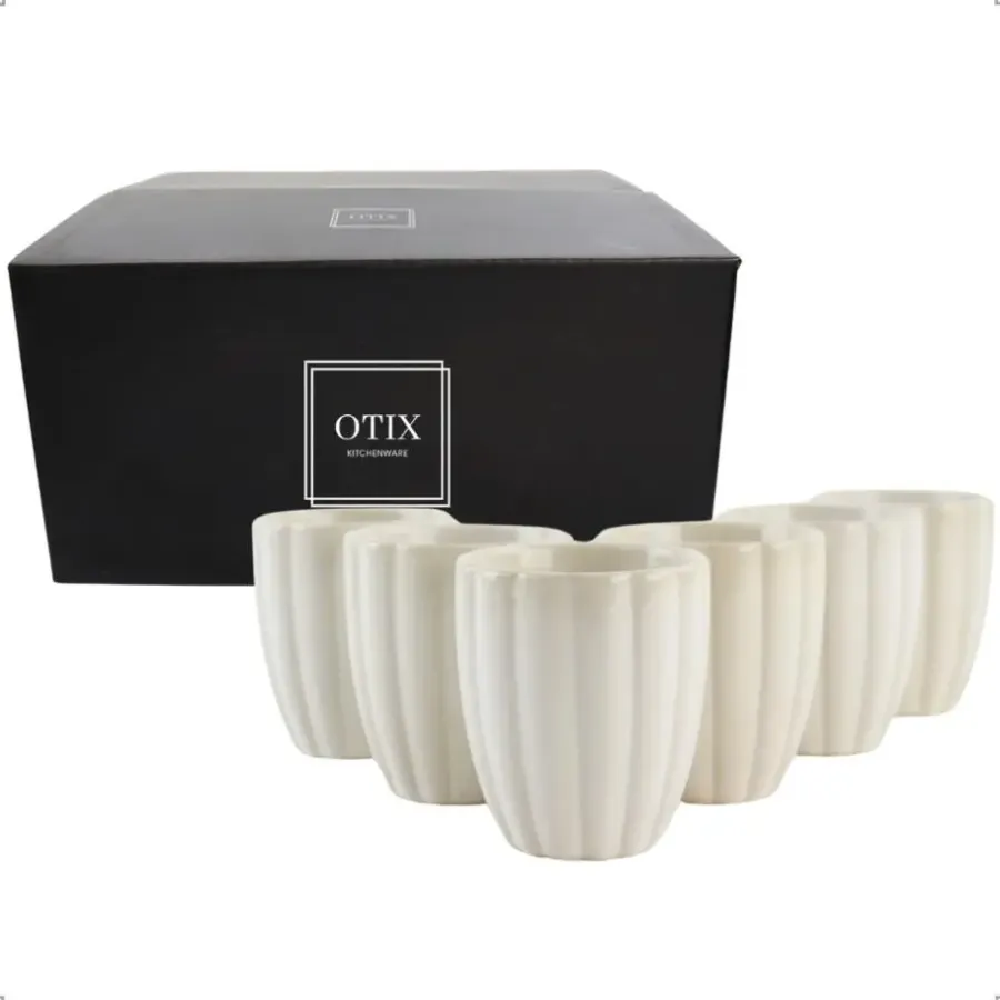 Koffieglazen-OTIX Koffiekopjes Zonder Oor Set van 6 Koffietas Theemok 120ml SOLIS