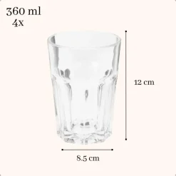 OTIX Limonadeglazen Waterglazen 4 Stuks 36 cl Transparant Glaswerk Stapelbaar