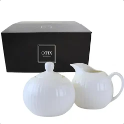 OTIX Melk en Suiker Set Melkkan Suikerpot met Oor Wit Porselein LUNA