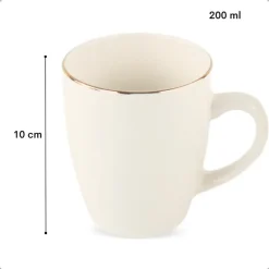 Kopjes, Mokken En Bekers-OTIX Mokken Set Wit met Goud 200ml Porselein 6 stuks DAISY