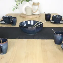 Borden-OTIX Ontbijtborden 12 Persoons 21cm Dessertbord Blauw Aardewerk EBONY
