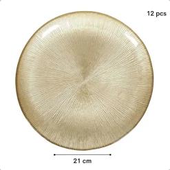 Borden-OTIX Ontbijtborden 12 Persoons Goud Glitter Dessertborden 21cm Glas