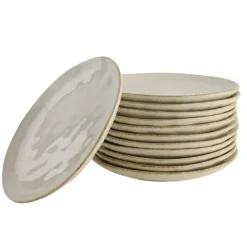 Borden-OTIX Ontbijtborden Bordenset 12 Persoons Beige 21cm Keramiek MAPLE