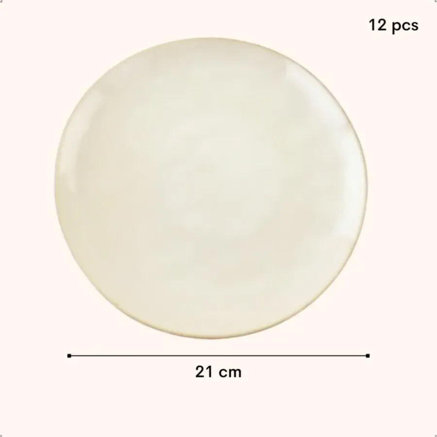 Borden-OTIX Ontbijtborden Bordenset 12 Persoons Beige 21cm Keramiek MAPLE