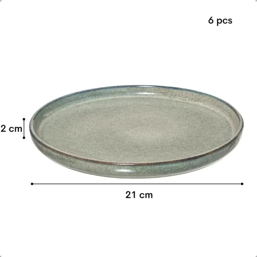 OTIX Ontbijtborden Bordenset 6 Persoons Dessertbord 21cm Aardewerk BEECH