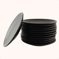 OTIX Ontbijtborden Bordenset van 12 Stuks 21cm Zwart Aardewerk IVY