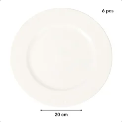 Borden-OTIX Ontbijtborden Bordenset 6 Persoons 20cm Dessertbord Ontbijtborden Wit Po...