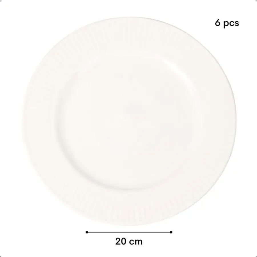 Borden-OTIX Ontbijtborden Bordenset 6 Persoons 20cm Dessertbord Ontbijtborden Wit Po...
