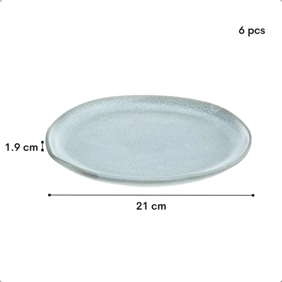 Borden-OTIX Ontbijtborden Bordenset 6 Persoons Dessertbord 21cm Aardewerk OAK