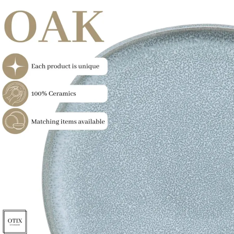 Borden-OTIX Ontbijtborden Bordenset 6 Persoons Dessertbord 21cm Aardewerk OAK