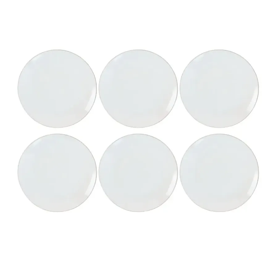 OTIX Ontbijtborden Dessert Gebaksbordjes Borden Set van 6 Stuks 20cm Wit met