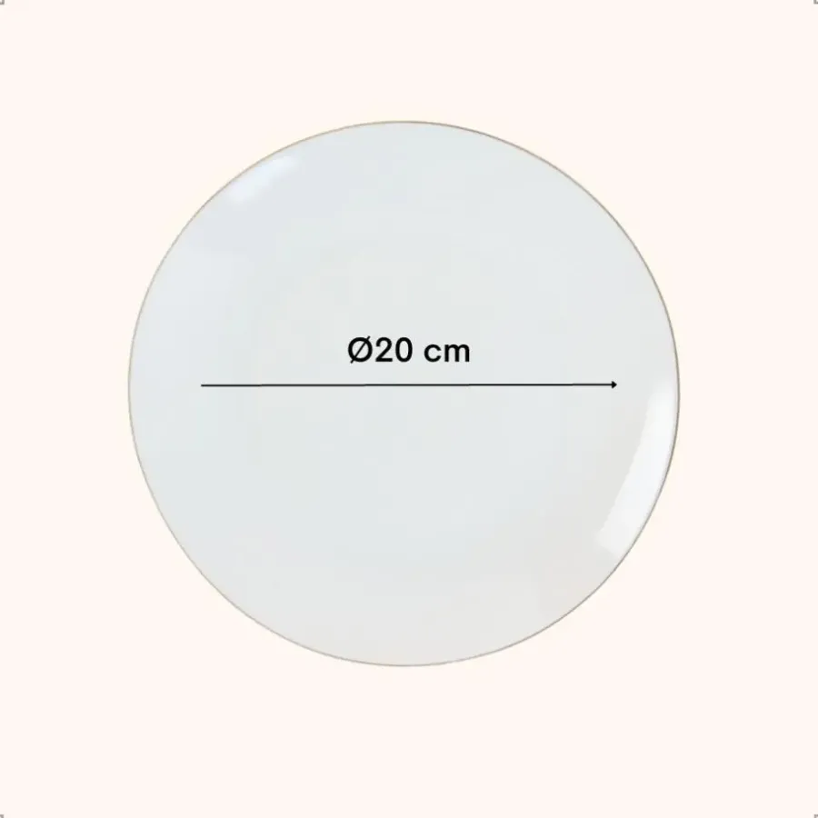 OTIX Ontbijtborden Dessert Gebaksbordjes Borden Set van 6 Stuks 20cm Wit met